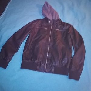 Leather jacket men's With hood.